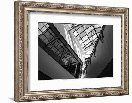 Black and White view of glass ceiling-null-Framed Photo