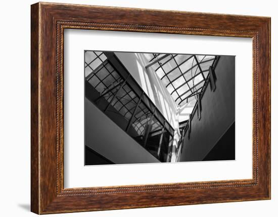 Black and White view of glass ceiling-null-Framed Photo