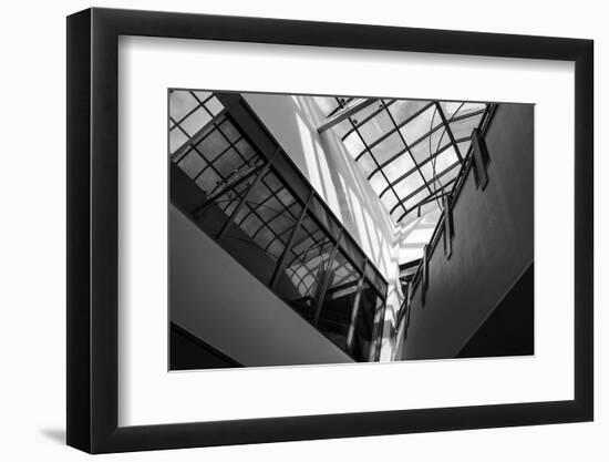 Black and White view of glass ceiling-null-Framed Photo