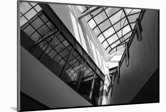 Black and White view of glass ceiling-null-Mounted Photo