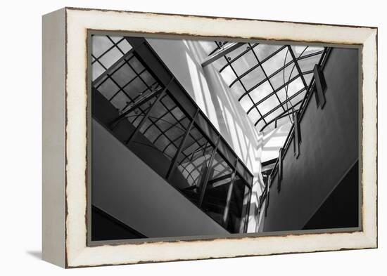 Black and White view of glass ceiling-null-Framed Stretched Canvas