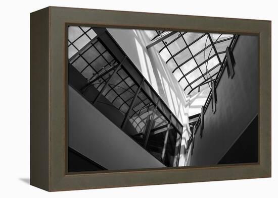 Black and White view of glass ceiling-null-Framed Stretched Canvas