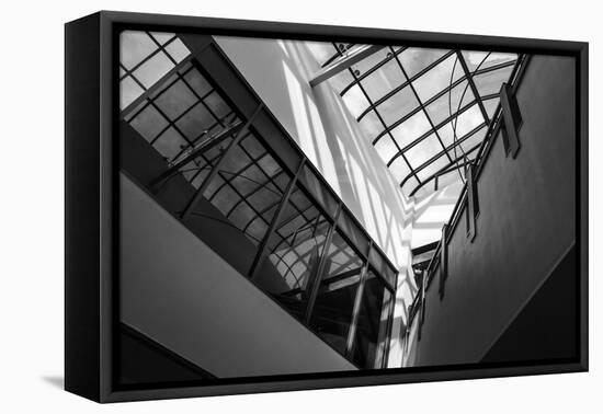 Black and White view of glass ceiling-null-Framed Stretched Canvas