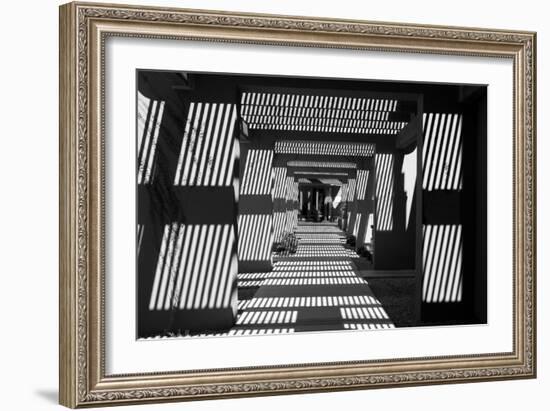 Black and White Walkway Scottsdale Arizona-null-Framed Photo