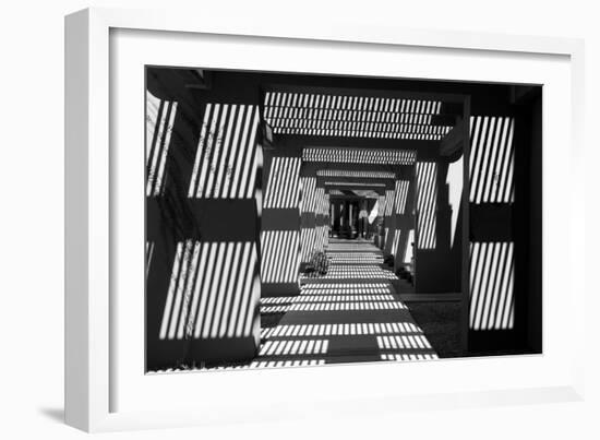 Black and White Walkway Scottsdale Arizona-null-Framed Photo