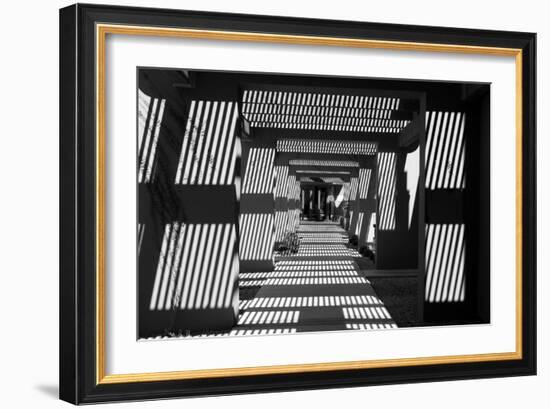 Black and White Walkway Scottsdale Arizona-null-Framed Photo