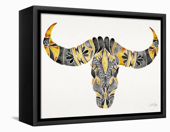 Black and Yellow Water Buffalo Skull-Cat Coquillette-Framed Premier Image Canvas