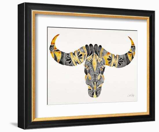 Black and Yellow Water Buffalo Skull-Cat Coquillette-Framed Giclee Print