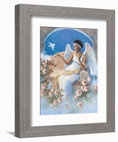 Black Angel with Dove-unknown Chiu-Framed Art Print