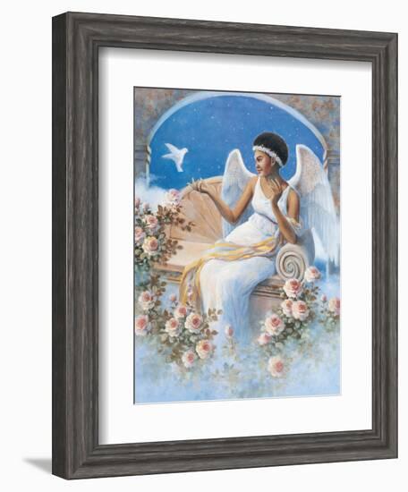 Black Angel with Dove-unknown Chiu-Framed Art Print