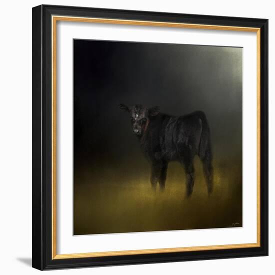 Black Angus Calf in the Moonlight-Jai Johnson-Framed Giclee Print