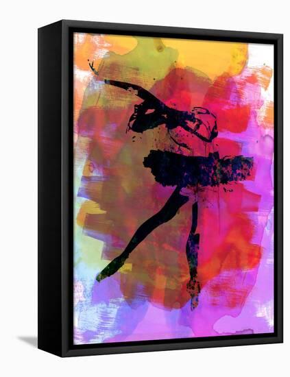 Black Ballerina Watercolor-Irina March-Framed Stretched Canvas