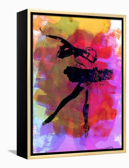 Black Ballerina Watercolor-Irina March-Framed Stretched Canvas