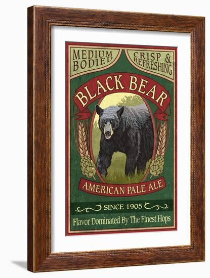 Black Bear Ale - Vintage Sign-Lantern Press-Framed Art Print