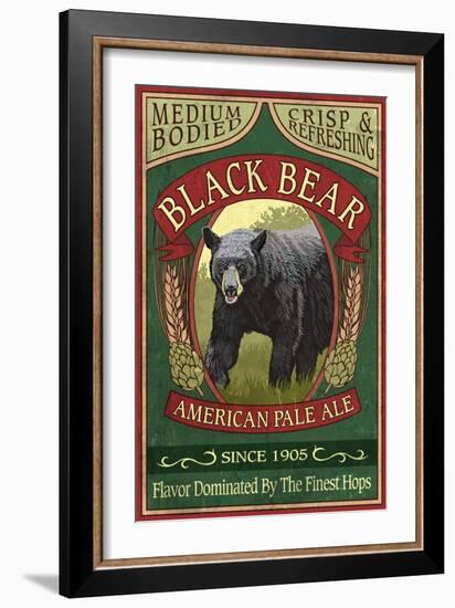 Black Bear Ale - Vintage Sign-Lantern Press-Framed Art Print