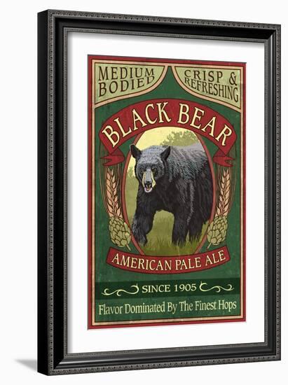 Black Bear Ale - Vintage Sign-Lantern Press-Framed Art Print