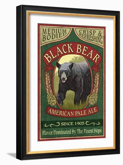 Black Bear Ale - Vintage Sign-Lantern Press-Framed Art Print