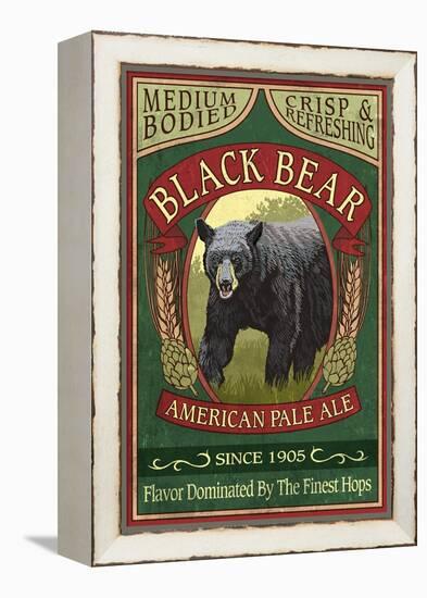 Black Bear Ale - Vintage Sign-Lantern Press-Framed Stretched Canvas