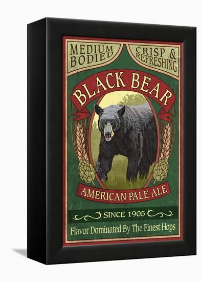 Black Bear Ale - Vintage Sign-Lantern Press-Framed Stretched Canvas