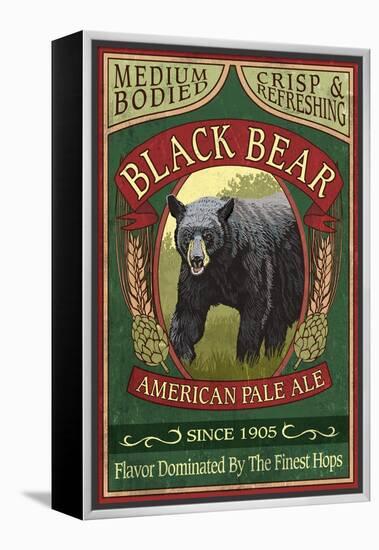 Black Bear Ale - Vintage Sign-Lantern Press-Framed Stretched Canvas