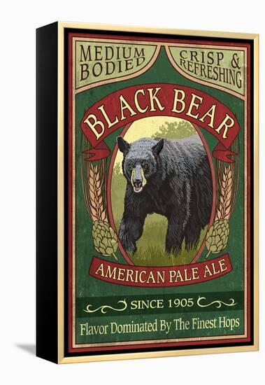 Black Bear Ale - Vintage Sign-Lantern Press-Framed Stretched Canvas