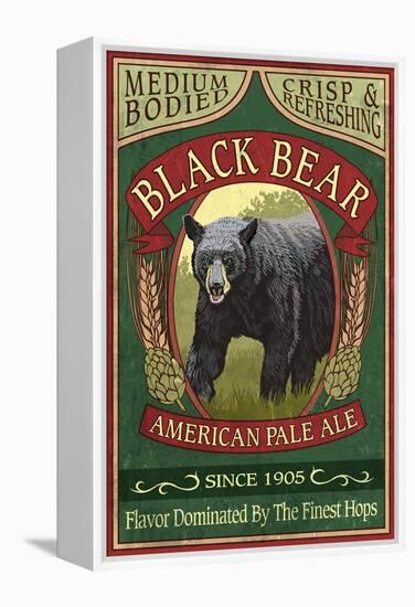 Black Bear Ale - Vintage Sign-Lantern Press-Framed Stretched Canvas