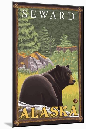 Black Bear in Forest, Seward, Alaska-Lantern Press-Mounted Art Print