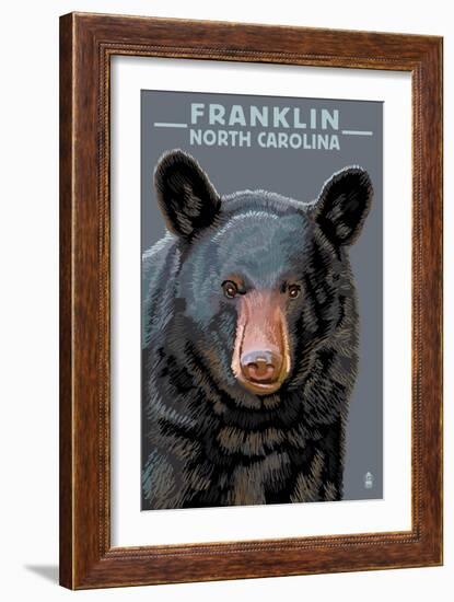 Black Bear Up Close - Franklin, North Carolina-Lantern Press-Framed Art Print