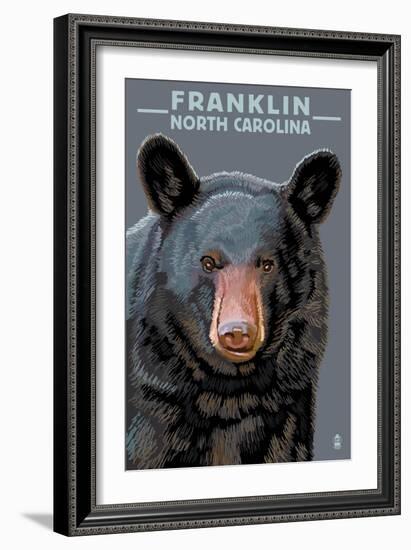 Black Bear Up Close - Franklin, North Carolina-Lantern Press-Framed Art Print