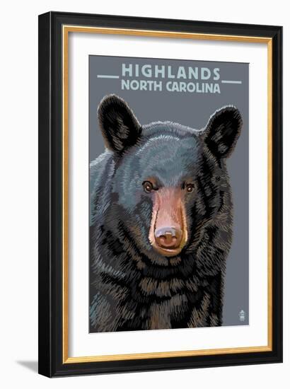 Black Bear Up Close - Highlands, North Carolina-Lantern Press-Framed Art Print