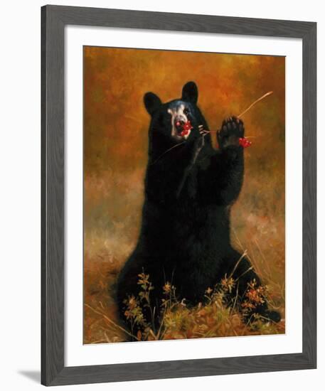 Black Bear with Berries-H^ Kendrick-Framed Art Print