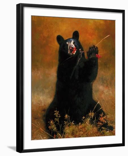 Black Bear with Berries-H^ Kendrick-Framed Art Print