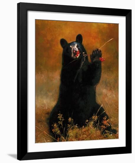 Black Bear with Berries-H^ Kendrick-Framed Art Print