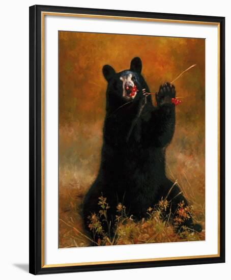 Black Bear with Berries-H^ Kendrick-Framed Art Print