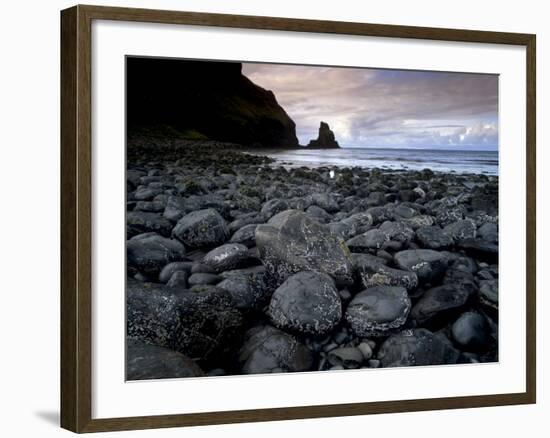 Black Boulder Rocks in Talisker Bay, Isle of Skye, Inner Hebrides, Scotland, United Kingdom, Europe-Patrick Dieudonne-Framed Photographic Print