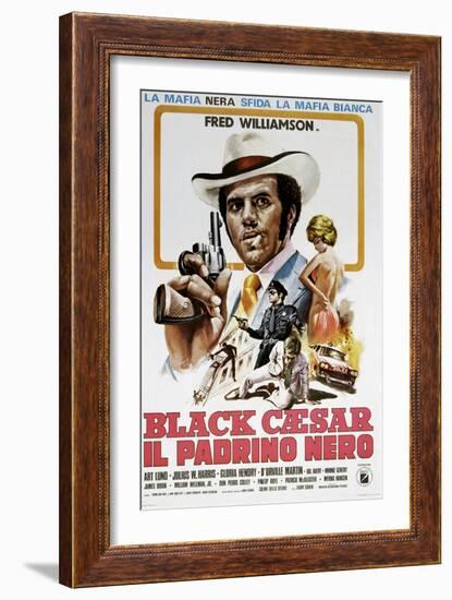 Black Caesar, (aka Il Padrino Nero), Italian poster, Fred Williamson, 1973-null-Framed Art Print