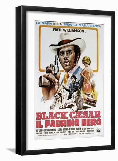 Black Caesar, (aka Il Padrino Nero), Italian poster, Fred Williamson, 1973-null-Framed Art Print