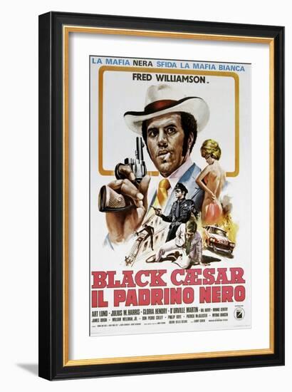 Black Caesar, (aka Il Padrino Nero), Italian poster, Fred Williamson, 1973-null-Framed Art Print