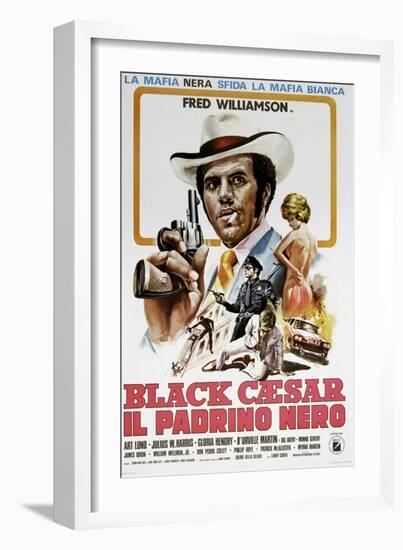 Black Caesar, (aka Il Padrino Nero), Italian poster, Fred Williamson, 1973-null-Framed Premium Giclee Print