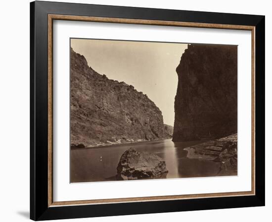 Black Cañon, Colorado River, Looking Below, Near Camp 7, 1871-Timothy O'Sullivan-Framed Photographic Print