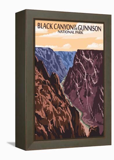 Black Canyon of the Gunnison National Park, Colorado - River and Cliffs-Lantern Press-Framed Stretched Canvas