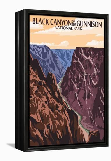Black Canyon of the Gunnison National Park, Colorado - River and Cliffs-Lantern Press-Framed Stretched Canvas
