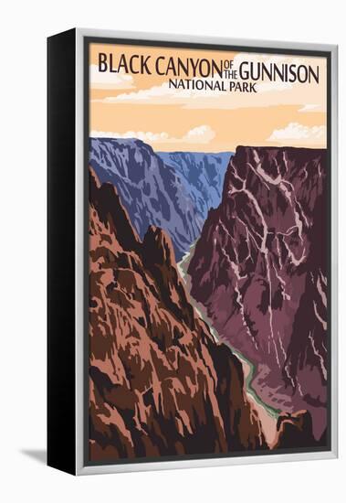 Black Canyon of the Gunnison National Park, Colorado - River and Cliffs-Lantern Press-Framed Stretched Canvas