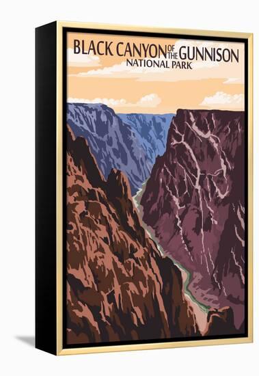 Black Canyon of the Gunnison National Park, Colorado - River and Cliffs-Lantern Press-Framed Stretched Canvas