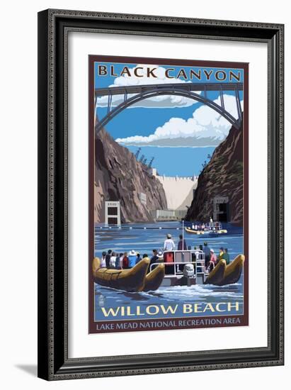 Black Canyon - Willow Beach - Lake Mead National Recreation Area-Lantern Press-Framed Art Print