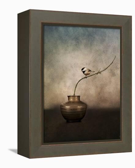 Black Capped Chickadee on a Vase-Jai Johnson-Framed Premier Image Canvas