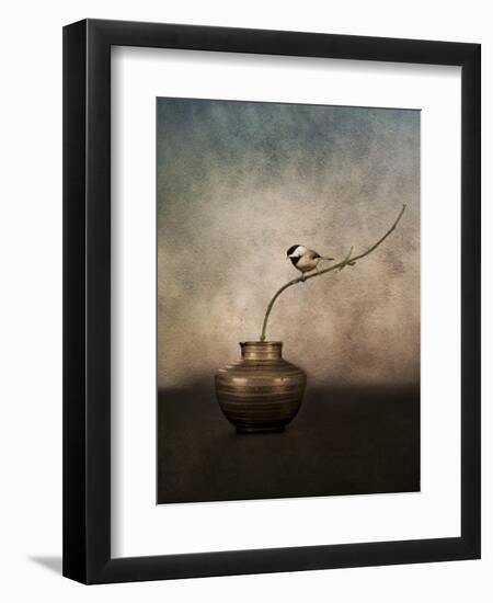 Black Capped Chickadee on a Vase-Jai Johnson-Framed Giclee Print