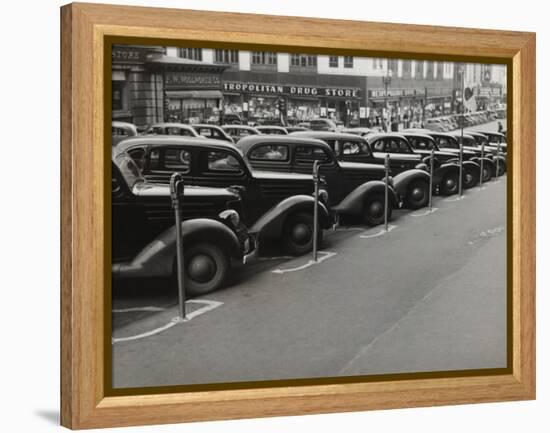 Black Cars and Meters, Omaha, Nebraska, c.1938-John Vachon-Framed Stretched Canvas