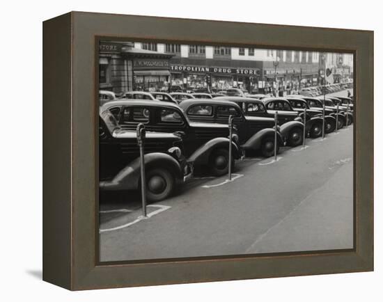 Black Cars and Meters, Omaha, Nebraska, c.1938-John Vachon-Framed Stretched Canvas