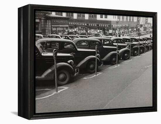 Black Cars and Meters, Omaha, Nebraska, c.1938-John Vachon-Framed Stretched Canvas